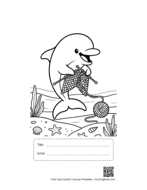 Thumbnail: Creative Dolphin Knitting a Sweater with Wool Underwater Printable with Title and Artist Box