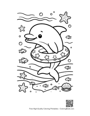 Thumbnail: Cute Dolphin Sea Life Printable