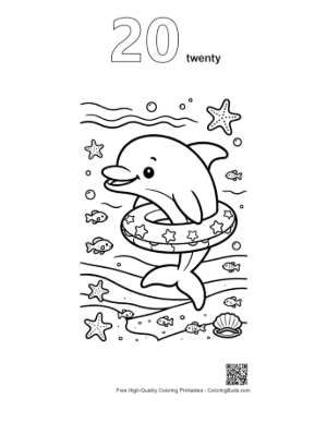 Thumbnail: Cute Dolphin Sea Life Printable Outline Number 20