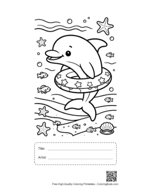 Thumbnail: Cute Dolphin Sea Life Printable with Title and Artist Box