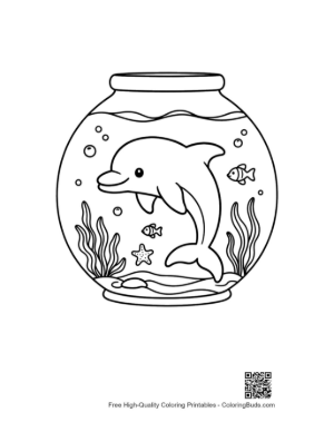 Thumbnail: Cute Dolphin Trapped in a Round Glass Fishbowl Printable