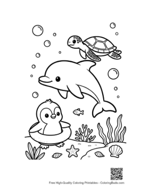 Thumbnail: Cute Jumping Dolphin Printable
