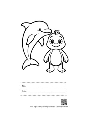Thumbnail: Dolphin and Cute Duckling Friends Printable with Title and Artist Box