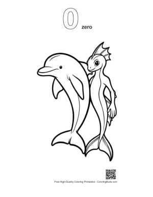 Thumbnail: Dolphin and Playful Mermaid Friend Printable Outline Number 0