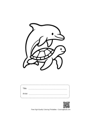 Thumbnail: Dolphin Carrying Baby Turtle Printable with Title and Artist Box