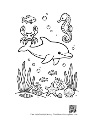 Thumbnail: Dolphin Jumping Over a Stingray in the Tropical Ocean Printable