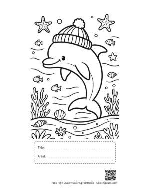 Thumbnail: Dolphin Sea Life Coloring Sheet Printable with Title and Artist Box