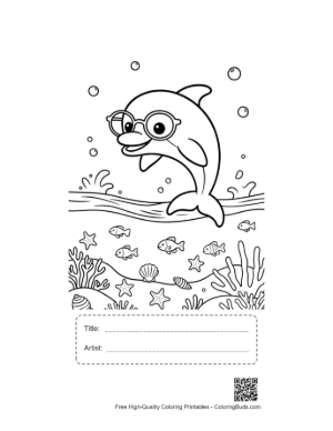 Thumbnail: Dolphin Sea Life Printable with Title and Artist Box