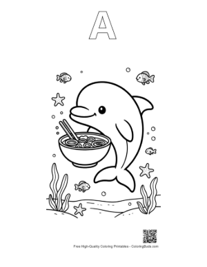 Thumbnail: Download Dolphin Sea Life Coloring Page Printable Outline Alphabet A