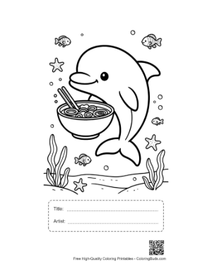 Thumbnail: Download Dolphin Sea Life Coloring Page Printable with Title and Artist Box