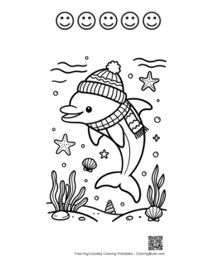 Thumbnail: Download Dolphin Sea Life Printable and 5 Happy Face Outline for Kids