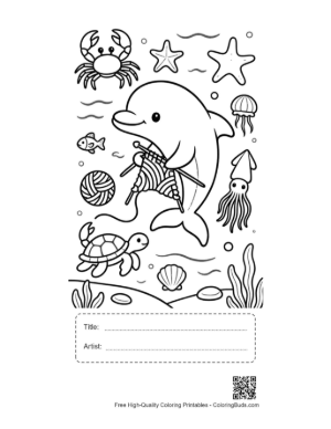 Thumbnail: Download Dolphin Sea Life Printable with Title and Artist Box