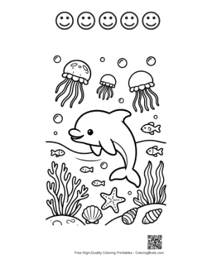 Thumbnail: Download Jumping Dolphin for Kids Printable and 5 Happy Face Outline