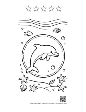 Thumbnail: Easy Dolphin Sea Life Printable and 5 Star Outline
