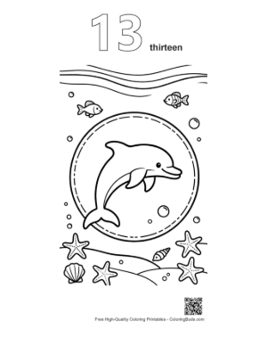 Thumbnail: Easy Dolphin Sea Life Printable Outline Number 13