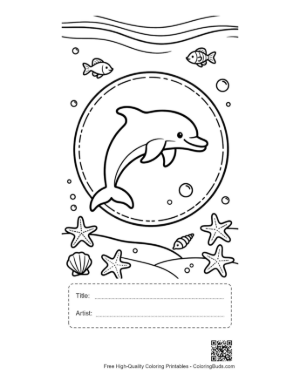 Thumbnail: Easy Dolphin Sea Life Printable with Title and Artist Box