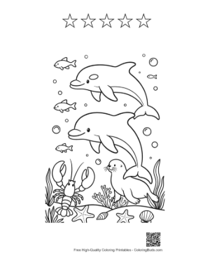 Thumbnail: Easy Jumping Dolphin for Kids Printable and 5 Star Outline