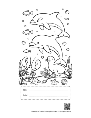 Thumbnail: Easy Jumping Dolphin for Kids Printable with Title and Artist Box