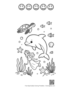 Thumbnail: Easy Jumping Dolphin Printable and 5 Happy Face Outline