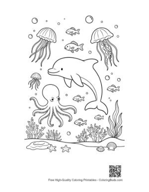 Thumbnail: Free Jumping Dolphin Coloring Page Printable