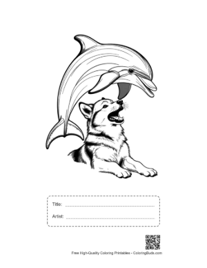 Thumbnail: Husky Puppy Under Leaping Dolphin Printable with Title and Artist Box