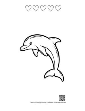 Thumbnail: Joyful Dolphin Leaping High Printable and 5 Heart Outline