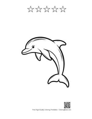 Thumbnail: Joyful Dolphin Leaping High Printable and 5 Star Outline