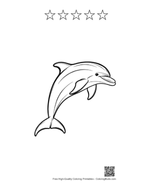 Thumbnail: Joyful Dolphin Leaping High Printable and 5 Star Outline
