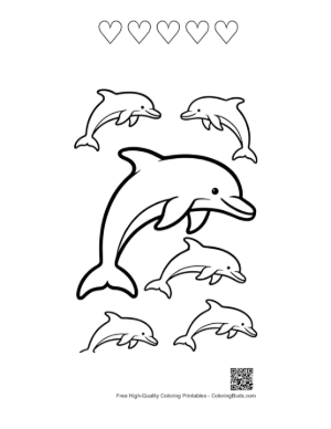 Thumbnail: Jumping Dolphin and Playful Pod Printable and 5 Heart Outline