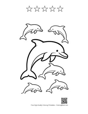 Thumbnail: Jumping Dolphin and Playful Pod Printable and 5 Star Outline