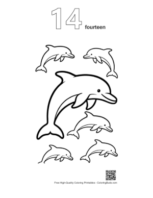 Thumbnail: Jumping Dolphin and Playful Pod Printable Outline Number 14