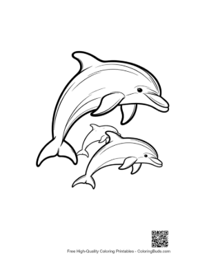 Thumbnail: Jumping Dolphin Family Outline