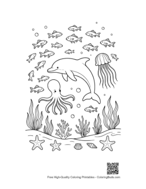 Thumbnail: Jumping Dolphin for Kids Printable