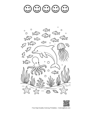 Thumbnail: Jumping Dolphin for Kids Printable and 5 Happy Face Outline