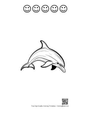 Thumbnail: Jumping Dolphin Illustration Printable and 5 Happy Face Outline