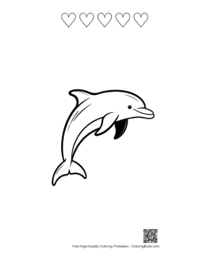 Thumbnail: Jumping Dolphin Outline Printable and 5 Heart Outline