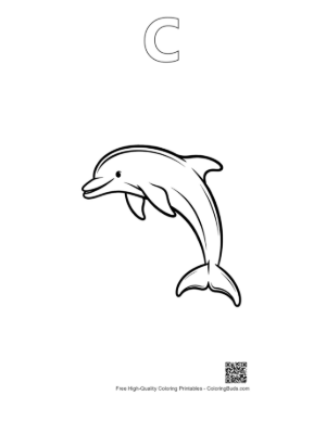 Thumbnail: Jumping Dolphin Outline Printable Outline Alphabet C