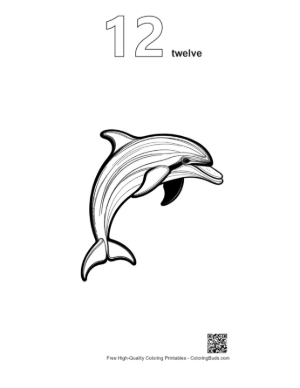 Thumbnail: Jumping Dolphin Outline Printable Outline Number 12
