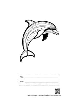 Thumbnail: Jumping Dolphin Outline Printable with Title and Artist Box