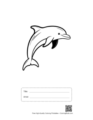 Thumbnail: Jumping Dolphin Outline Printable with Title and Artist Box