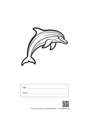 Thumbnail: Jumping Dolphin Outline Printable with Title and Artist Box