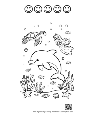 Thumbnail: Jumping Dolphin Printable and 5 Happy Face Outline