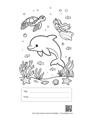 Thumbnail: Jumping Dolphin Printable with Title and Artist Box