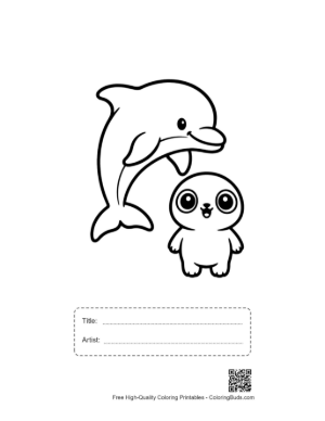 Thumbnail: Jumping Dolphin with Baby Pal Printable with Title and Artist Box
