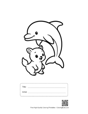 Thumbnail: Jumping Dolphin with Cute Puppy Printable with Title and Artist Box