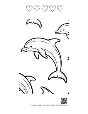 Thumbnail: Jumping Dolphins Coloring Page Printable and 5 Heart Outline