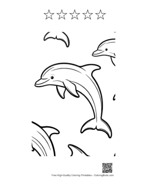 Thumbnail: Jumping Dolphins Coloring Page Printable and 5 Star Outline