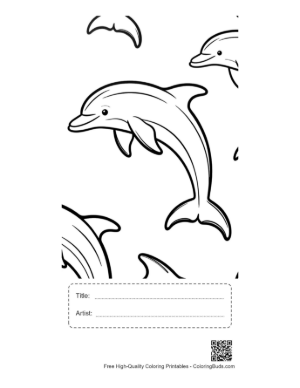 Thumbnail: Jumping Dolphins Coloring Page Printable with Title and Artist Box