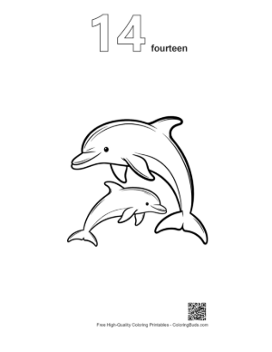 Thumbnail: Playful Dolphin Family Leaping Joyfully Printable Outline Number 14