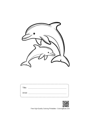 Thumbnail: Playful Dolphin Family Leaping Joyfully Printable with Title and Artist Box